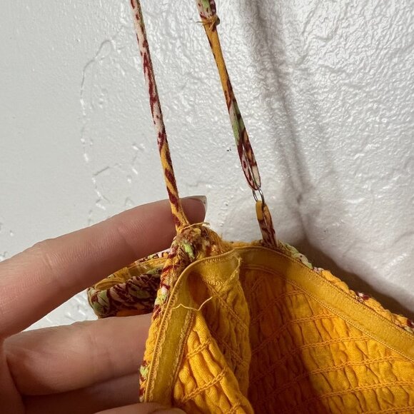 NEW Free People Yellow Printed Flowy Wide Leg Smocked Jumpsuit - Picture 8 of 11